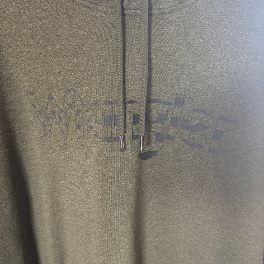 Men's Olive Green Wrangler Hoodie Sweatshirt - Picture 2 of 5